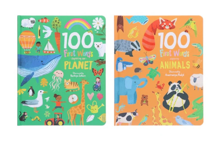 100 First Words Exploring Our Planet & Exploring Animals 2 Books Collection Set (Board Book)