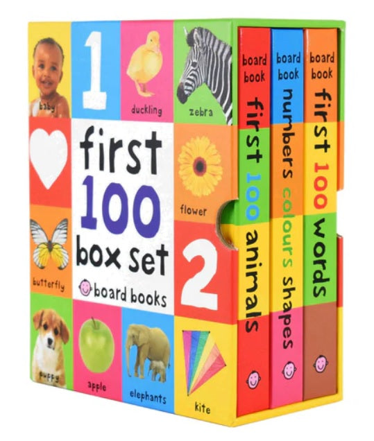 First 100 Words, Animals and Numbers 3 Board Books Box Set (3 Books 厚紙板書)