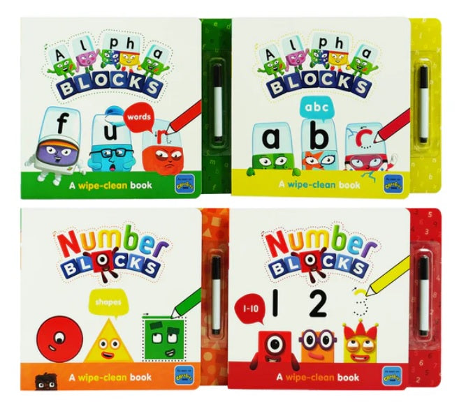 Numberblocks And Alphablocks - My First Numbers And Letters: Set Of 4 Wipe-Clean Books (Pens Included) (4 Books)